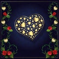 Happy Valentine`s Day - Heart blue Gold collection