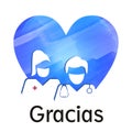 Heart blue icon Spanish thank you