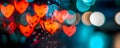 Heart bokeh background, night city lights. Heart shape bokeh from street light. City in love. Valentine\'s Day Royalty Free Stock Photo