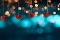 Heart bokeh background, night city lights. Heart shape bokeh from street light. City in love. Valentine\'s Day Royalty Free Stock Photo