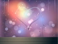 Heart and bokeh on mirror vector abstract background