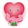 Heart with a bouquet of pink daisies on a white background Royalty Free Stock Photo