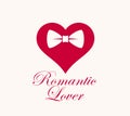 Heart with bowtie romantic lover gentleman hipster vector Royalty Free Stock Photo