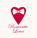 Heart with bowtie romantic lover gentleman hipster vector