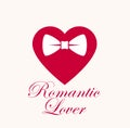 Heart with bowtie romantic lover gentleman hipster vector logo Royalty Free Stock Photo