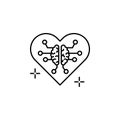 Heart brain chip icon. Element of brain concept