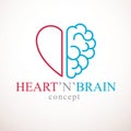 Heart and Brain concept, conflict between emotions and rational Royalty Free Stock Photo