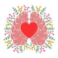 Heart and Brain concept. Emotional Quotient and Intelligence. Icon and logo. Emotions and rational thinking Royalty Free Stock Photo