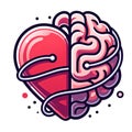Heart and Brain Unity Concept Illustration