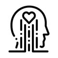 Heart and brain work icon vector outline illustration