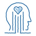 heart and brain work doodle icon hand drawn illustration Royalty Free Stock Photo