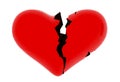 Heart broken devorce red - 3d rendering