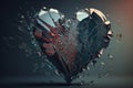 heart, with broken shards of glass, symbolizing the hurt and pain in relationships Royalty Free Stock Photo