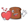 With heart brown bread mascot cartoon