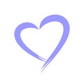 Heart brush icon Very Peri. heart emblem drawn casually - vector illustration on white background. Valentine`s Day