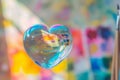 heart bubble reflecting artists palette in bright studio