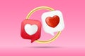 Heart in bubble talk with gold ring chat communication relationship wedding vector design