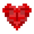 Heart built from color tetris blocks isometric illustration