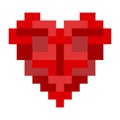 Heart built from color tetris blocks isometric illustration