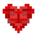 Heart built from color tetris blocks isometric illustration