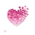 Heart made of pink paper cut butterflies Royalty Free Stock Photo