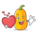 With heart butternut squash mascot cartoon