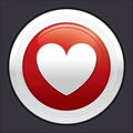 Heart button. Vector red round sticker. Royalty Free Stock Photo