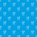 Heart cactus pattern vector seamless blue Royalty Free Stock Photo
