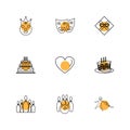 heart , cake , mask , party , birthday , celebrations , anniversary , eps icons set vector Royalty Free Stock Photo