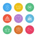 heart , cake , mask , party , birthday , celebrations , anniversary , eps icons set vector Royalty Free Stock Photo