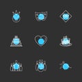 heart , cake , mask , party , birthday , celebrations , anniversary , eps icons set vector Royalty Free Stock Photo