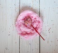 Heart cakepops in the nest made from candy-floss