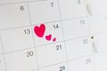 A heart on the calendar date February 14