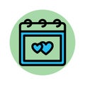 Heart calendar, love day fill background vector icon which can easily modify or edit Royalty Free Stock Photo