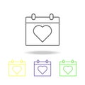 heart calendar multicolored icon. Element of wedding, thin line multicolored icon can be used for web, logo, mobile app, UI, UX