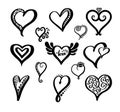 Heart calligraphy collection hand drawn style.