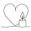 Heart and Candle Silhouette Vector Symbol of Love and Remembrance Royalty Free Stock Photo
