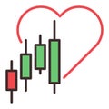 Heart and Candlestick Chart vector Investment Analysis colored icon or symbol Royalty Free Stock Photo