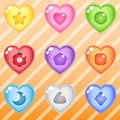 Heart candy block puzzle button glossy jelly.