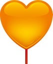 Heart candy icon in orange. Lollipop in shiny style Royalty Free Stock Photo