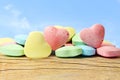 Heart candy Valentine Background in sky background