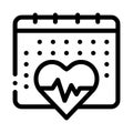 Heart cardio calendar icon vector outline illustration