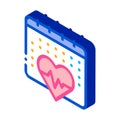 Heart cardio calendar isometric icon vector illustration