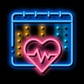 heart cardio calendar neon glow icon illustration