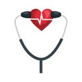 Heart cardio iwith stethoscope