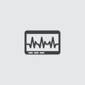 Heart cardio monitor icon in a flat design in black color. Vector illustration eps10