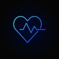 Heart cardiogram blue icon - vector heartbeat sign Royalty Free Stock Photo