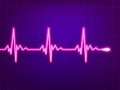 Heart cardiogram on deep fiolet. EPS 8 Royalty Free Stock Photo