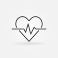 Heart cardiogram outline icon - vector heartbeat concept sign