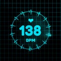 Heart cardiogram pulse bpm. Fitness tracker screen. Vector illustration